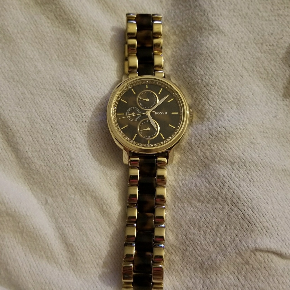 Fossil Tortoise Shell and Gold Plated watch